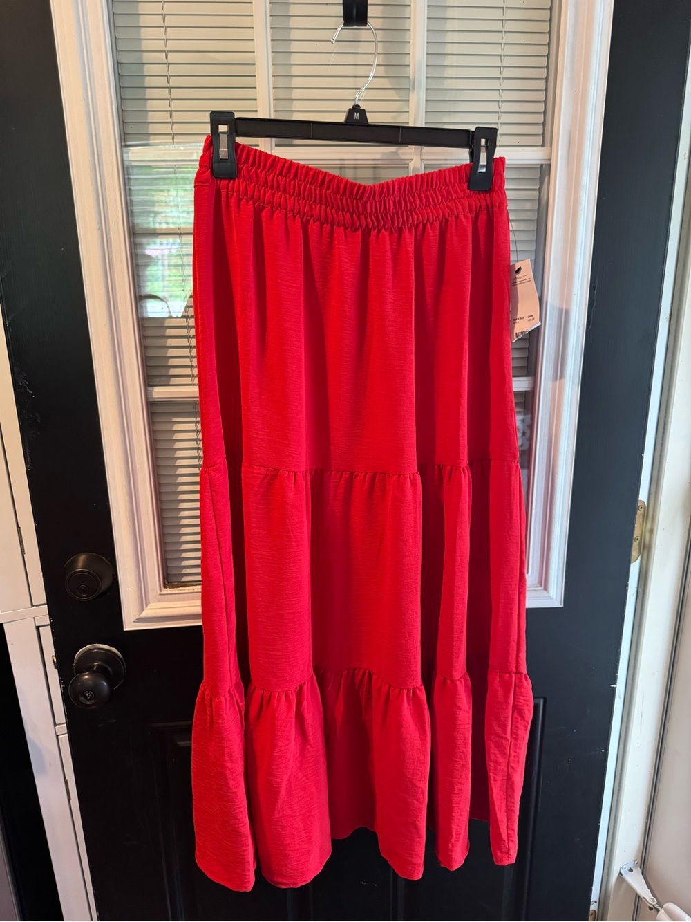 Collection B Vibrant Red Tiered Maxi Skirt